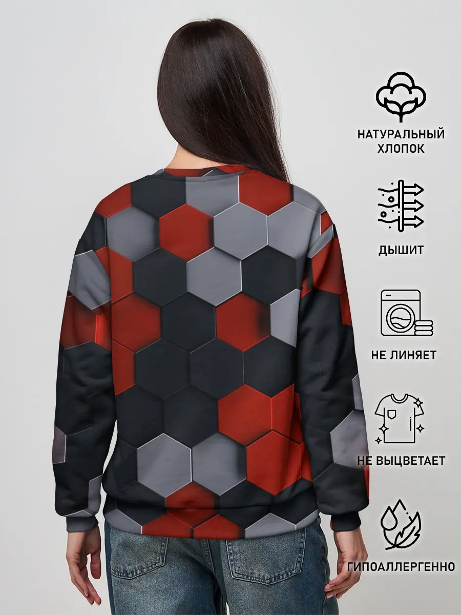 Женский свитшот / РАЗНОЦВЕТНЫЕ СОТЫ 3D