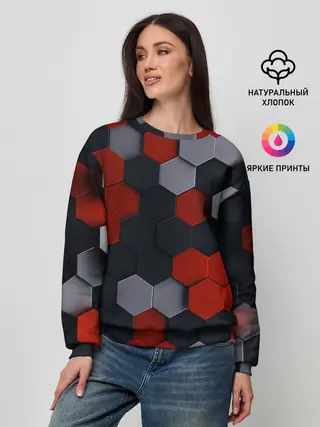 Женский свитшот / РАЗНОЦВЕТНЫЕ СОТЫ 3D