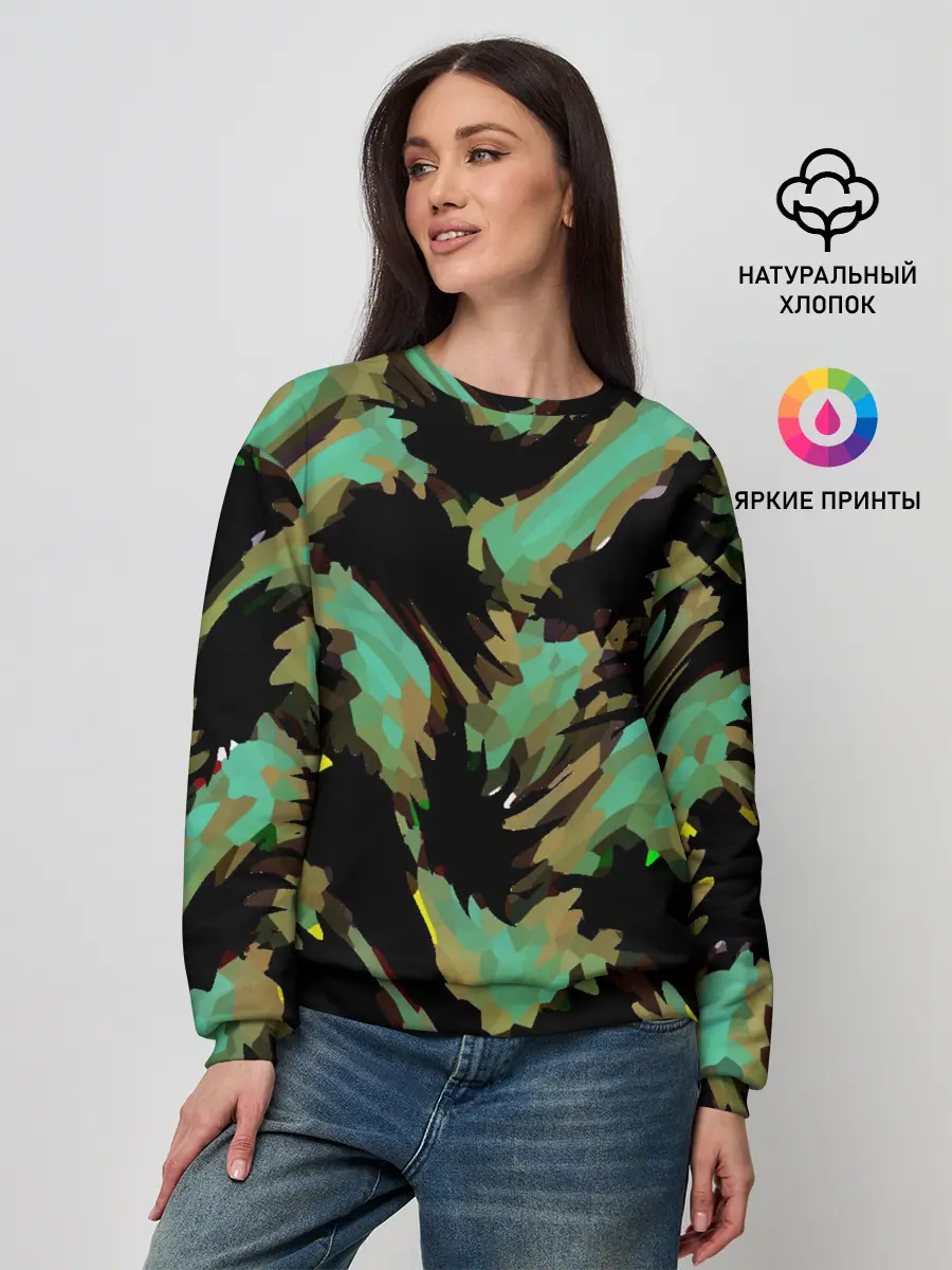 Женский свитшот / Изумрудные осколки кристаллов