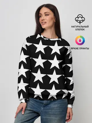Женский свитшот / Белые звёзды на чёрном фоне