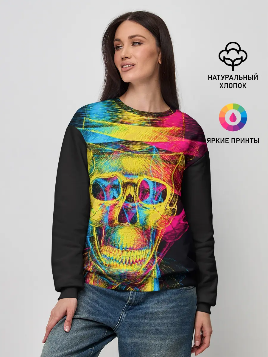 Женский свитшот / Череп-анаглиф