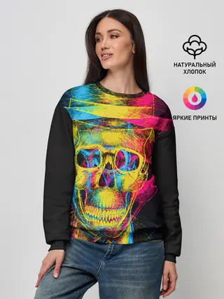 Женский свитшот / Череп-анаглиф