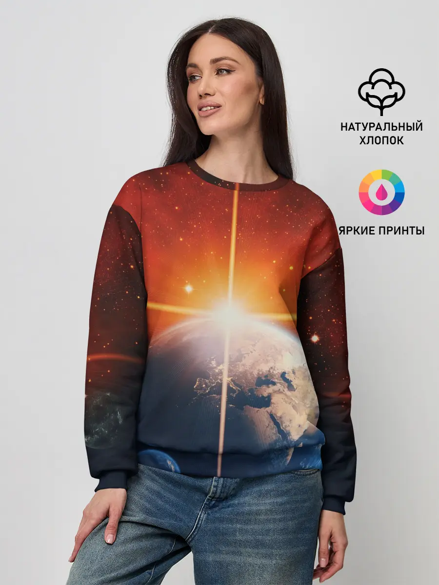 Женский свитшот / Космос земля 3D