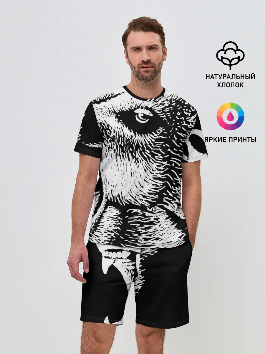 Мужской костюм с шортами / Черный медведь