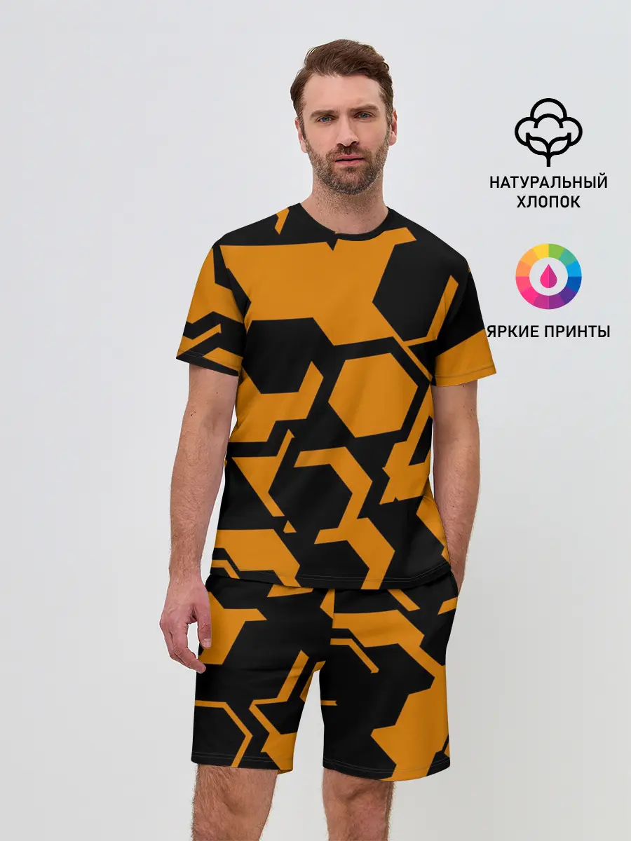 Мужской костюм с шортами / КИБЕРПАНК, жёлтый