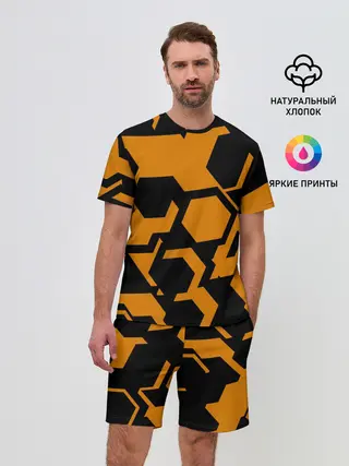 Мужской костюм с шортами / КИБЕРПАНК, жёлтый