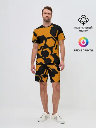 Мужской костюм с шортами / КИБЕРПАНК, жёлтый