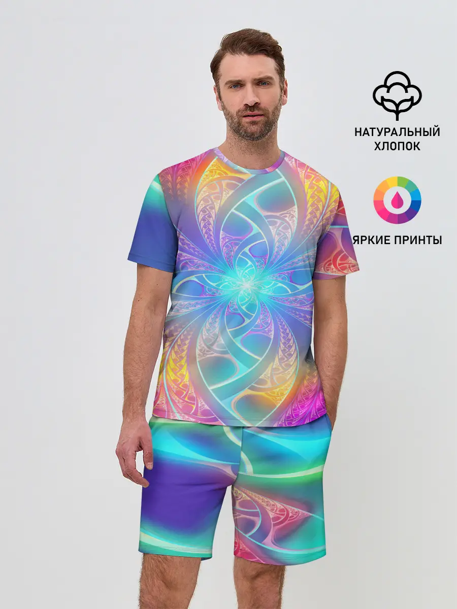 Мужской костюм с шортами / Узоры / Абстракция /Неон