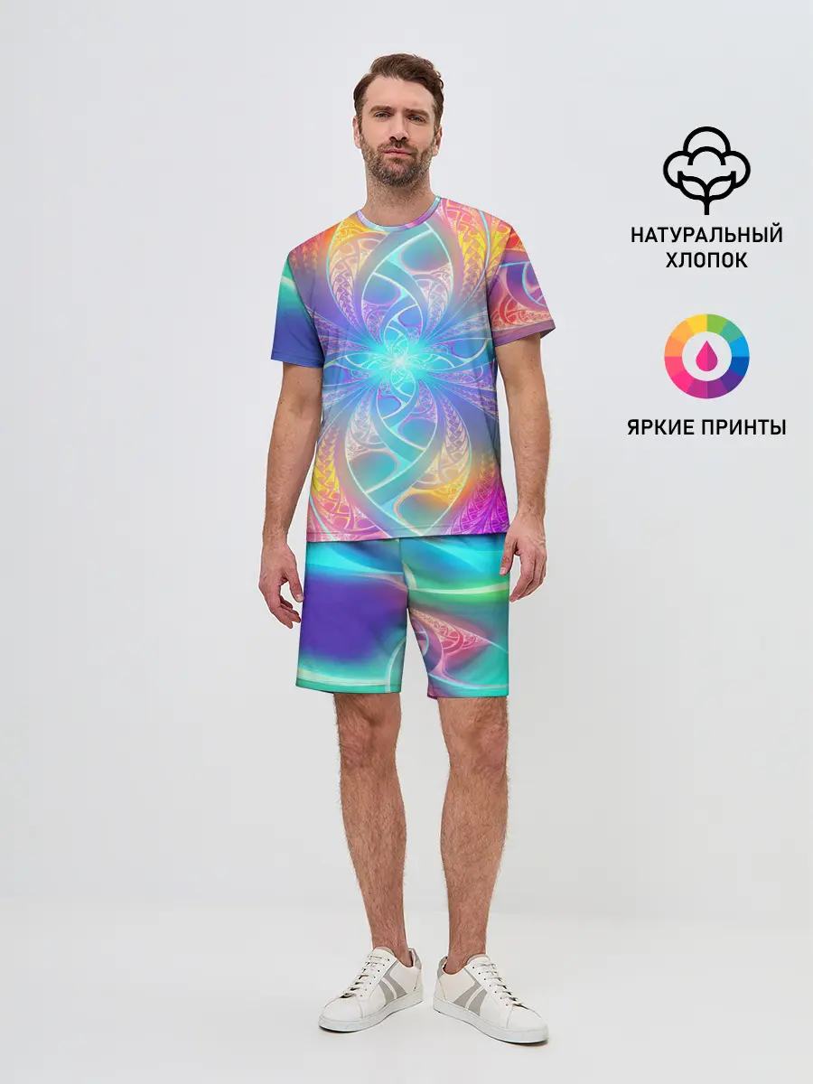 Мужской костюм с шортами / Узоры / Абстракция /Неон