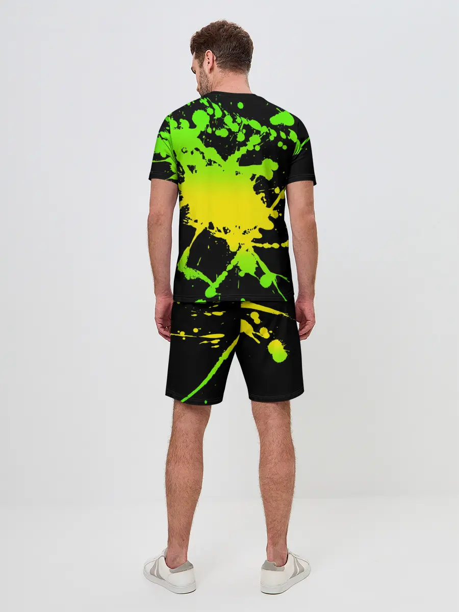 Мужской костюм с шортами / KILLA зеленые брызги