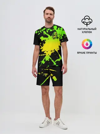 Мужской костюм с шортами / KILLA зеленые брызги