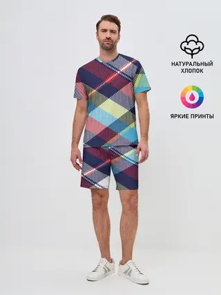 Мужской костюм с шортами / Клетка / Текстура в клетку #2