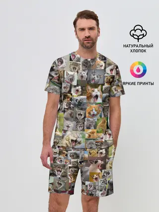 Мужской костюм с шортами / Неко ахегао цвет