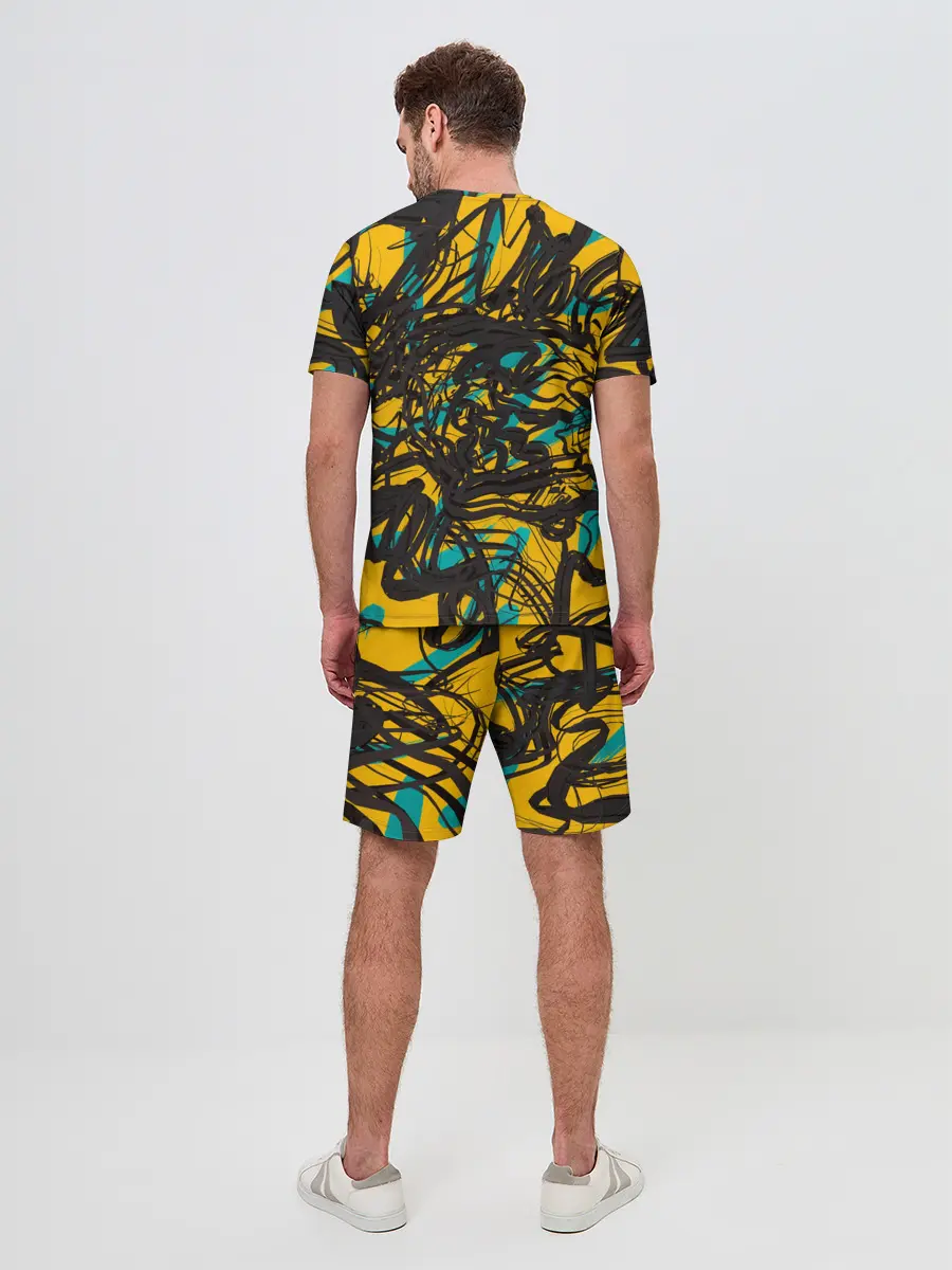 Мужской костюм с шортами / Черные линии