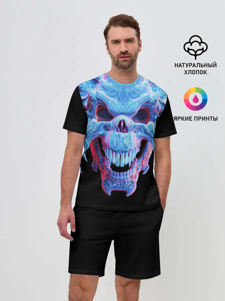 Мужской костюм с шортами / Череп Психоделика