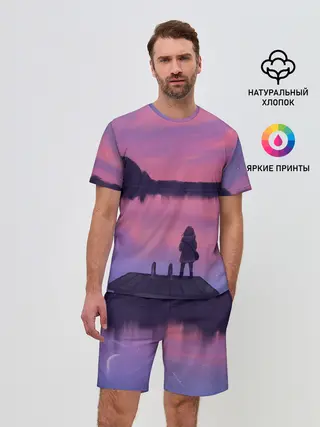 Мужской костюм с шортами / Закат Солнце