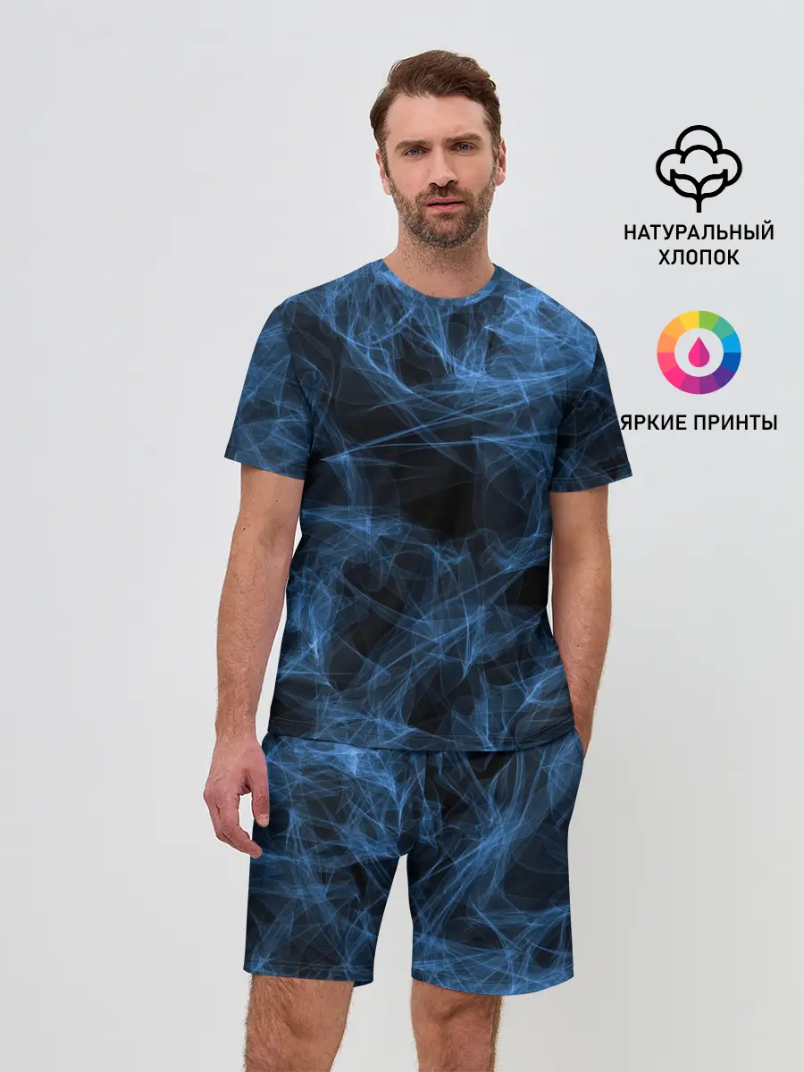 Мужской костюм с шортами / Синяя паутина