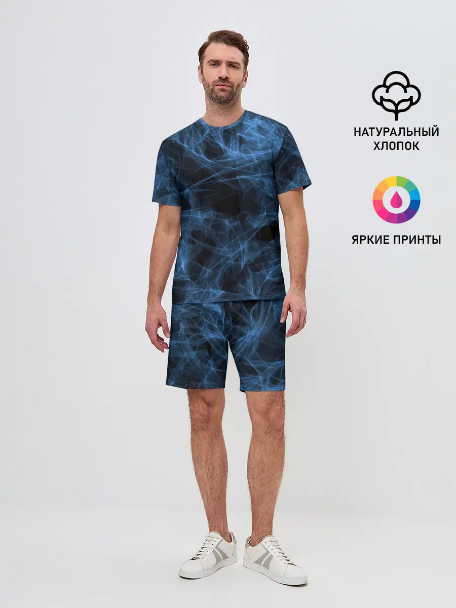 Мужской костюм с шортами / Синяя паутина