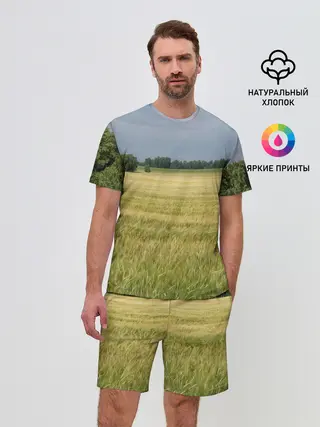 Мужской костюм с шортами / Пшеничное поле