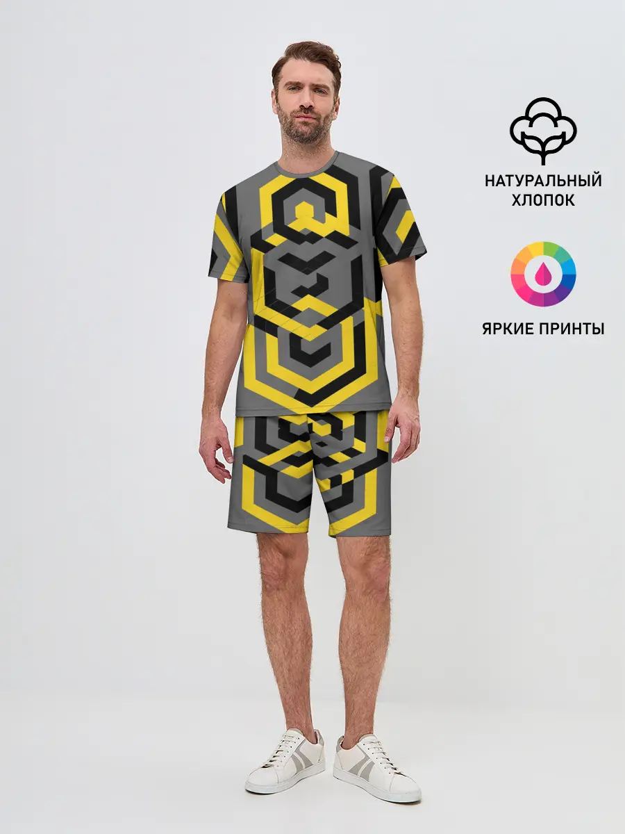 Мужской костюм с шортами / Геометрия узор