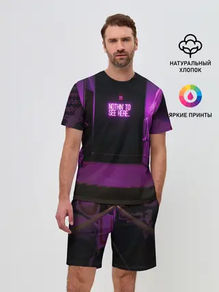 Мужской костюм с шортами / Неоновый стиль