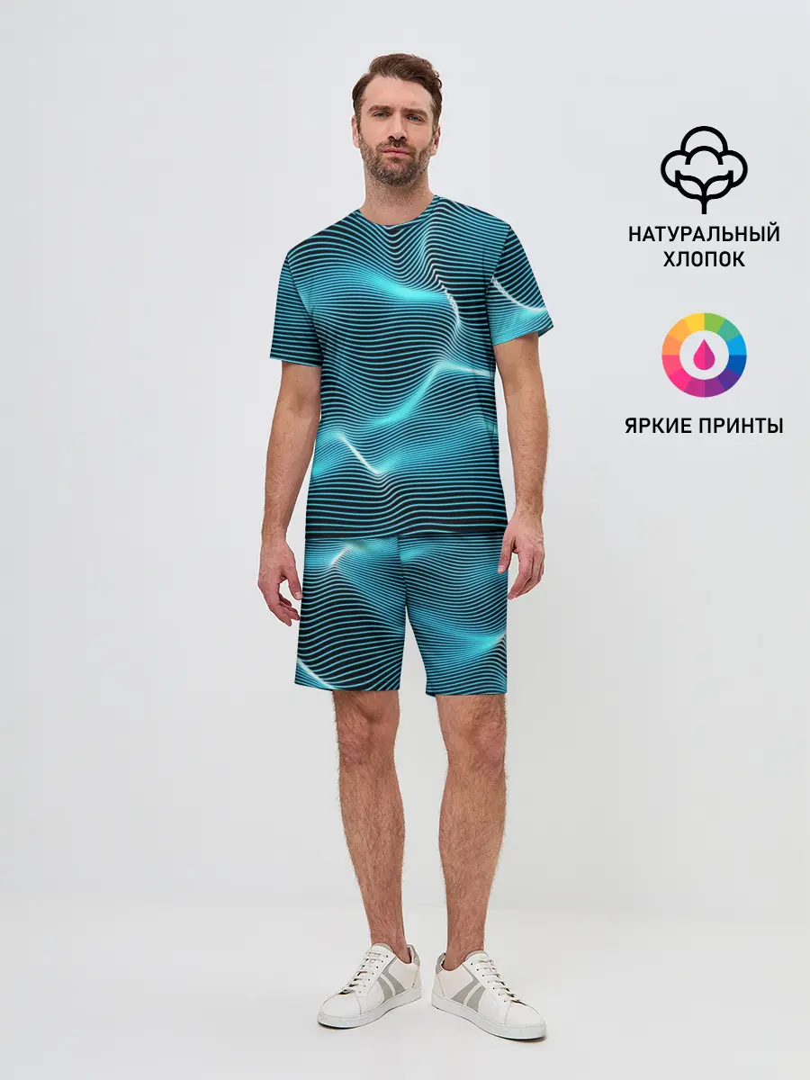 Мужской костюм с шортами / Neon lines