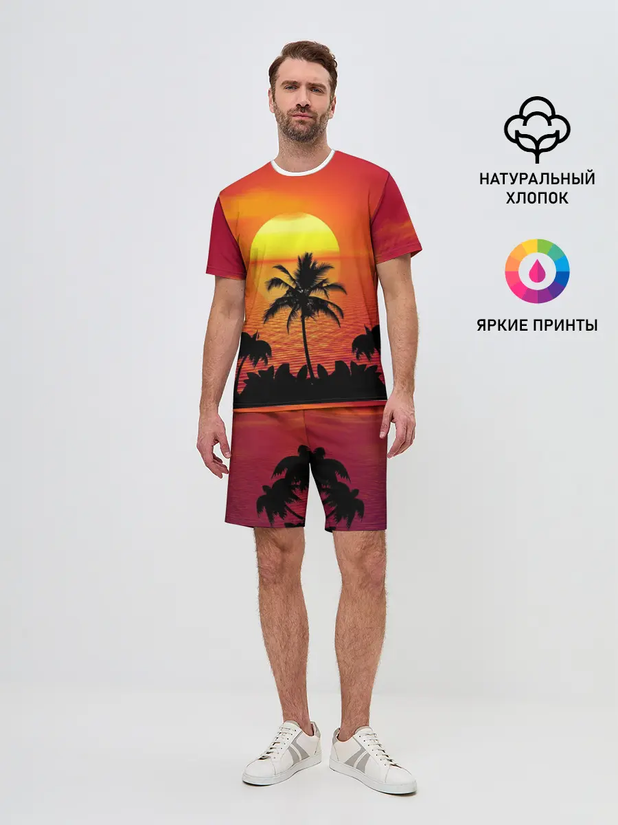 Мужской костюм с шортами / Пальмы на фоне моря