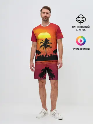 Мужской костюм с шортами / Пальмы на фоне моря