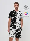 Мужской костюм с шортами / Паттерн ДжоДжо черно-белый