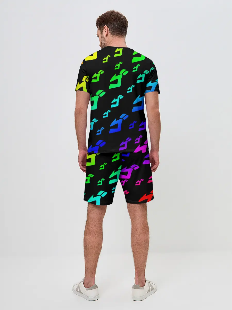 Мужской костюм с шортами / Радужный Паттерн Лого ДжоДжо