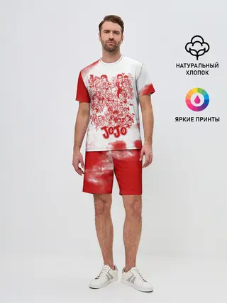 Мужской костюм с шортами / Джоджо герои красный дым