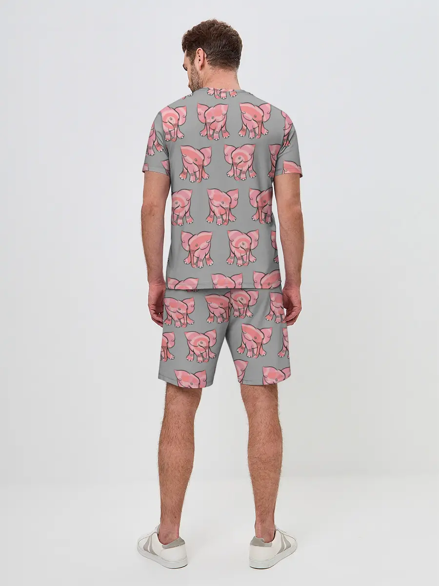 Мужской костюм с шортами / РОЗОВЫЕ СЛОНИКИ ПАТТЕРН