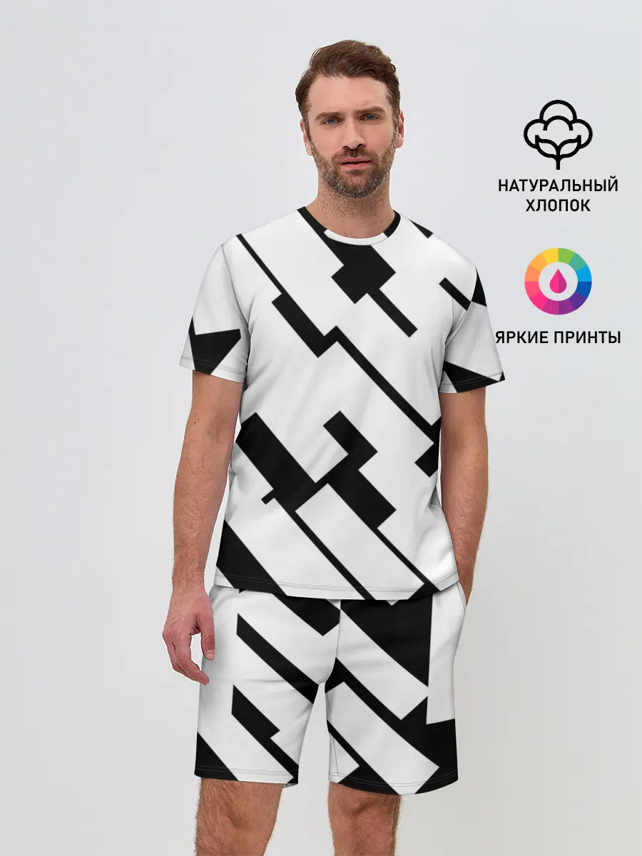 Мужской костюм с шортами / ГЕОМЕТРИЯ,АБСТРАКЦИЯ,ПОЛОСЫ