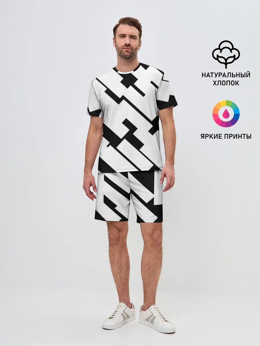 Мужской костюм с шортами / ГЕОМЕТРИЯ,АБСТРАКЦИЯ,ПОЛОСЫ