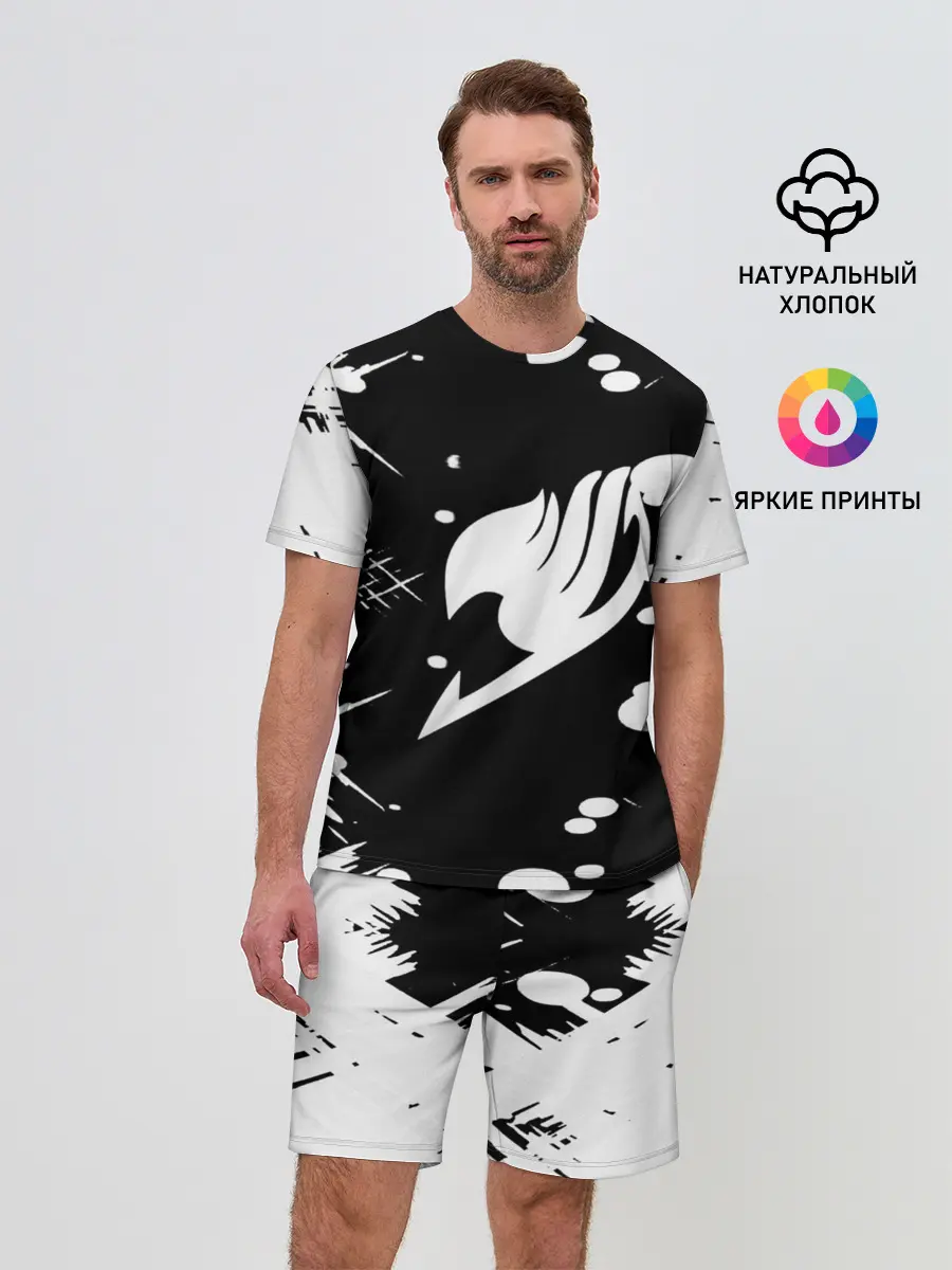 Мужской костюм с шортами / Хвост Феи геометрия в чб