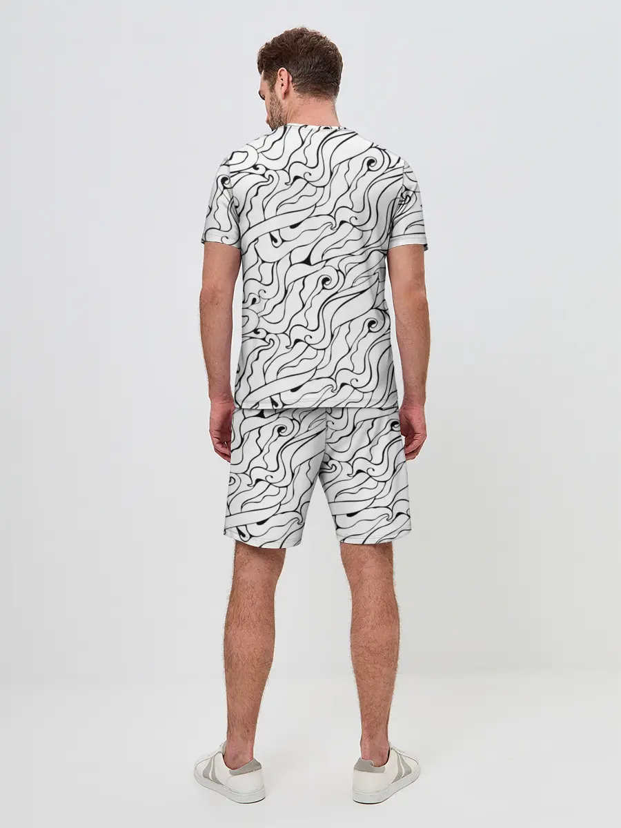 Мужской костюм с шортами / Черно-белые узоры