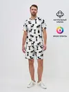 Мужской костюм с шортами / КОШКИ БЕЛОЕ НА ЧЕРНОМ