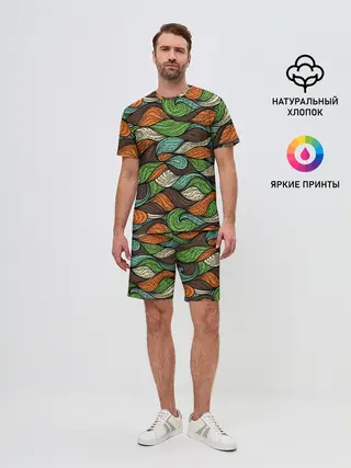 Мужской костюм с шортами / Абстрактные волны