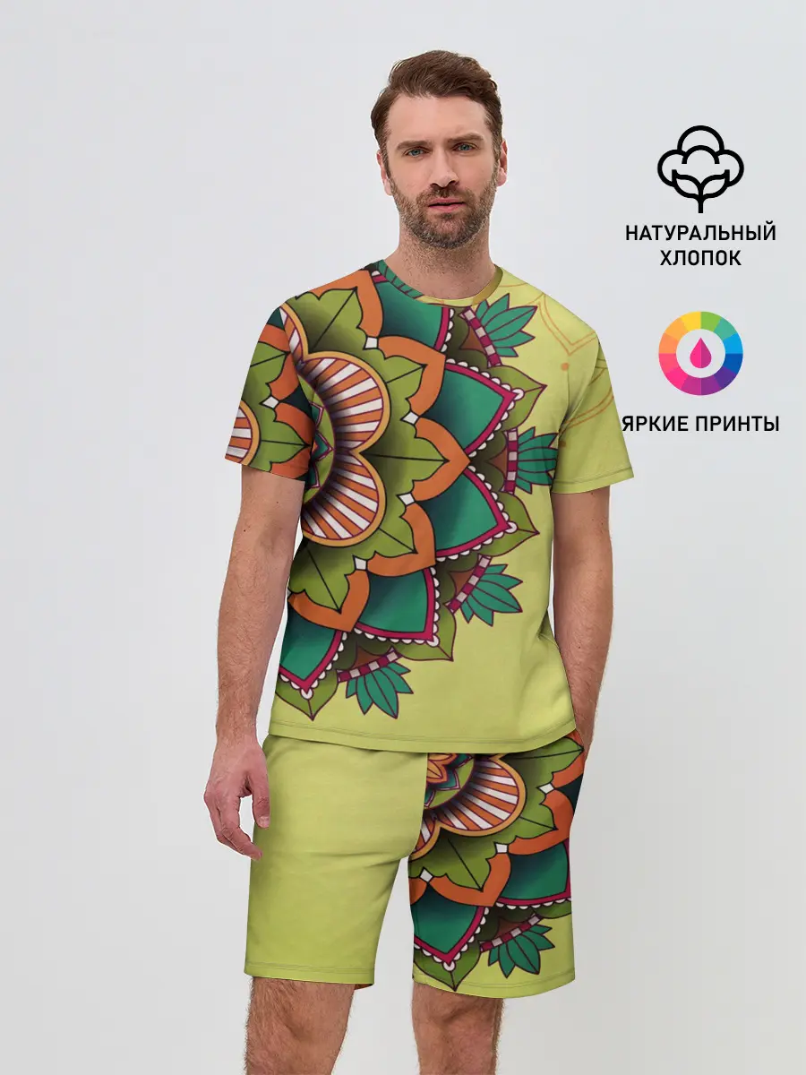 Мужской костюм с шортами / мандала узор тату
