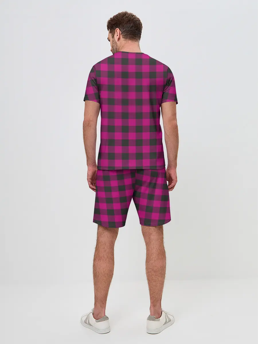 Мужской костюм с шортами / Розовая клетка