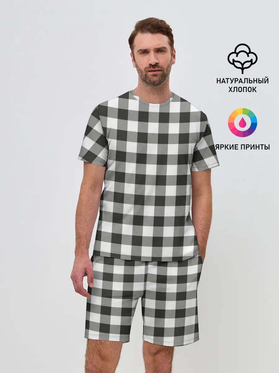 Мужской костюм с шортами / Черно-белая клетка