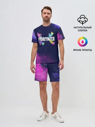 Мужской костюм с шортами / Ламы фортнайт в космосе