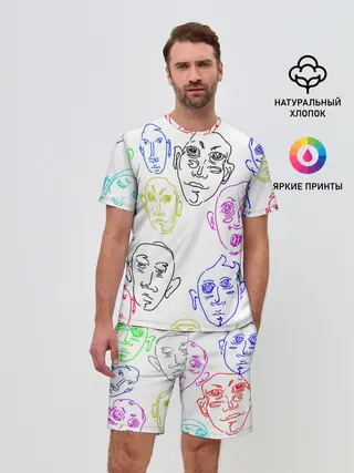 Мужской костюм с шортами / Цветные лица