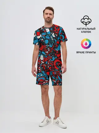 Мужской костюм с шортами / Красно синие безумие