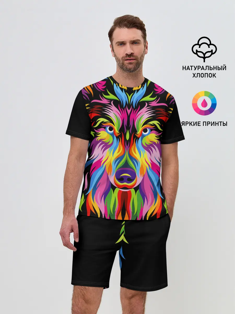 Мужской костюм с шортами / Neon wolf