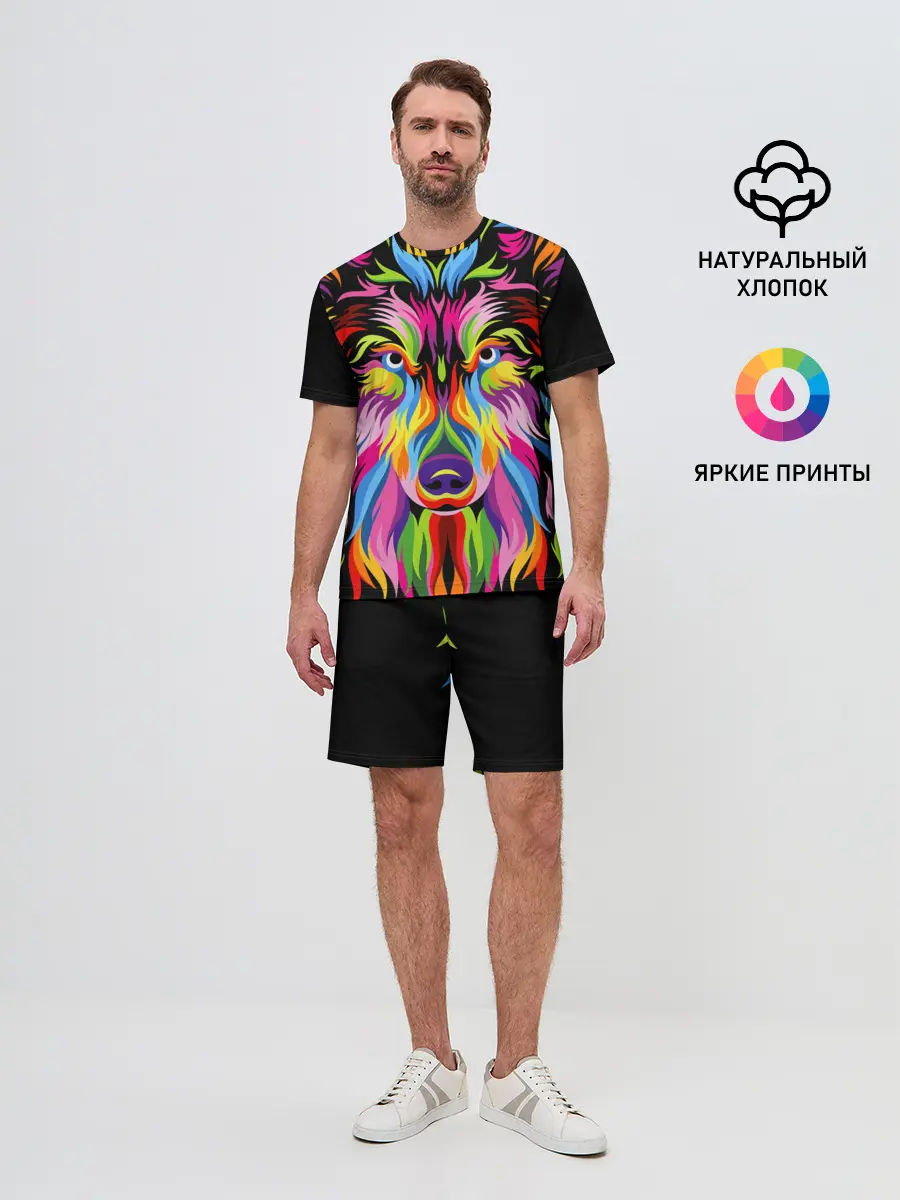 Мужской костюм с шортами / Neon wolf