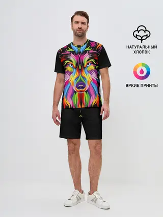 Мужской костюм с шортами / Neon wolf