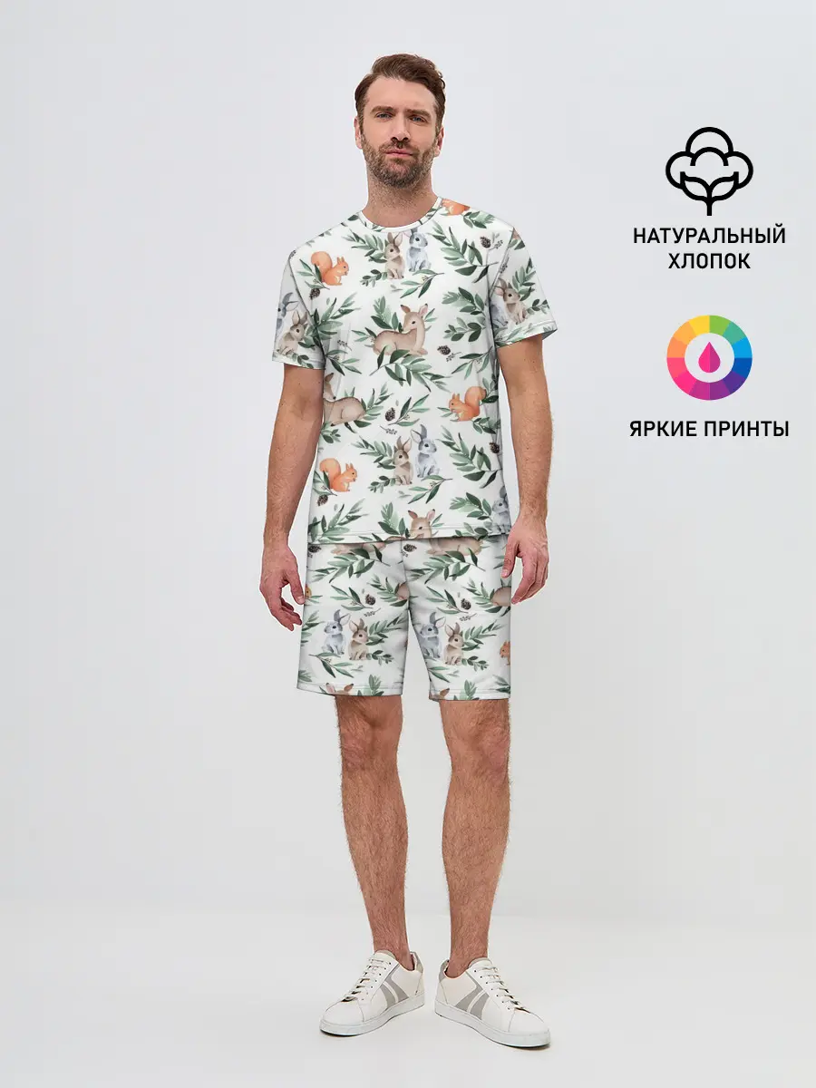 Мужской костюм с шортами / Лесные животные