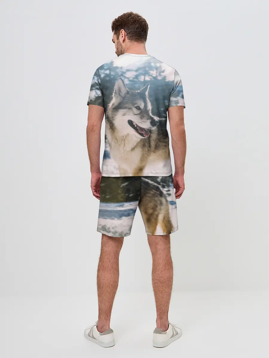 Мужской костюм с шортами / Волк и снег