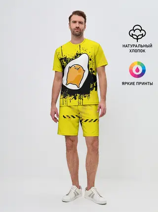 Мужской костюм с шортами / веселое яйцо на черном фоне